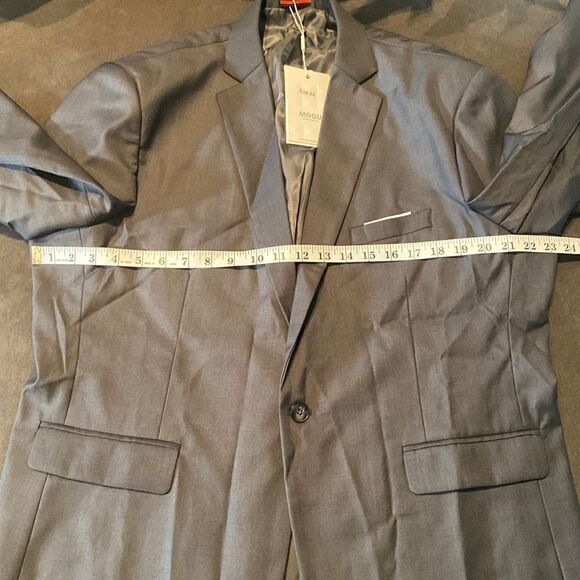 Mogu Men’s Gray Suit Jacket Blazer Slim Fit One Button Notch Lapel Size 44 NWT - Picture 9 of 10